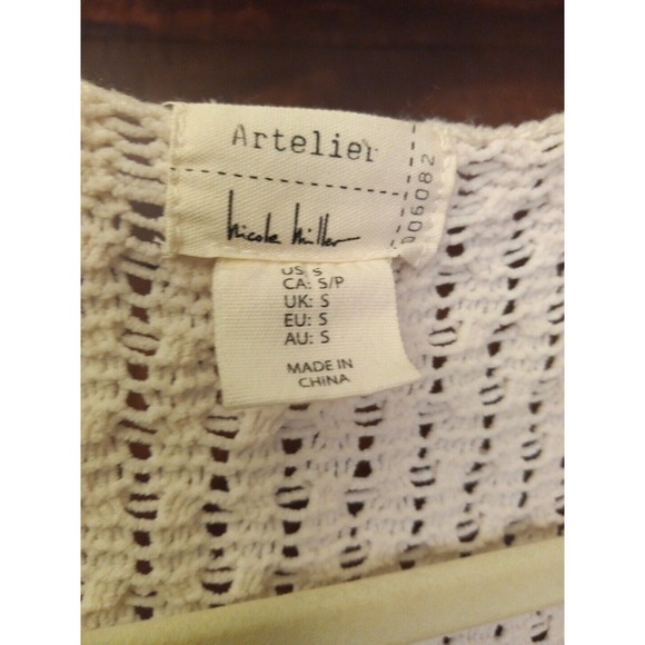Nicole Miller artelier Ivory Knit 3/4 Sleeve Open Cardigan Sweater‎ Size S - Picture 4 of 12